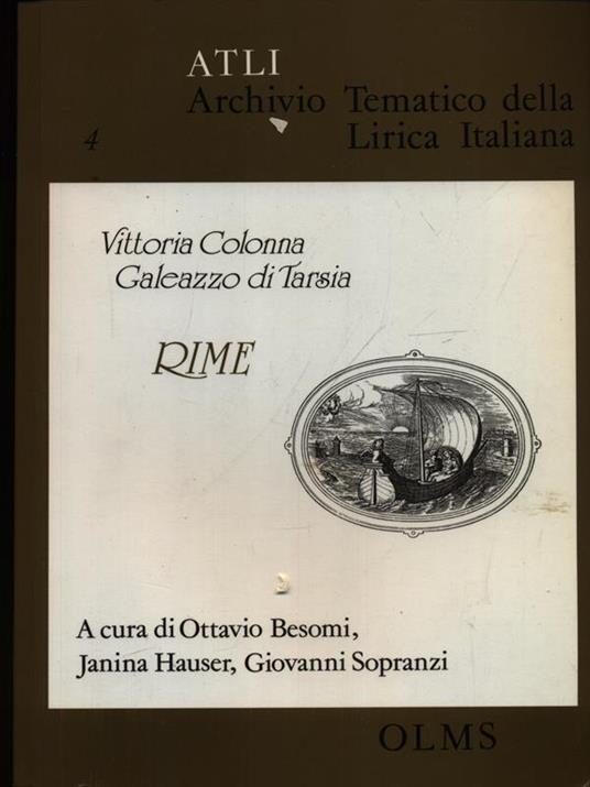 Rime - Vittorio Colonna - copertina