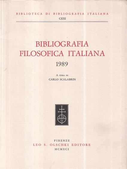 Bibliografia Filosofica Italiana. 1989 - Carlo Scalabrin - copertina