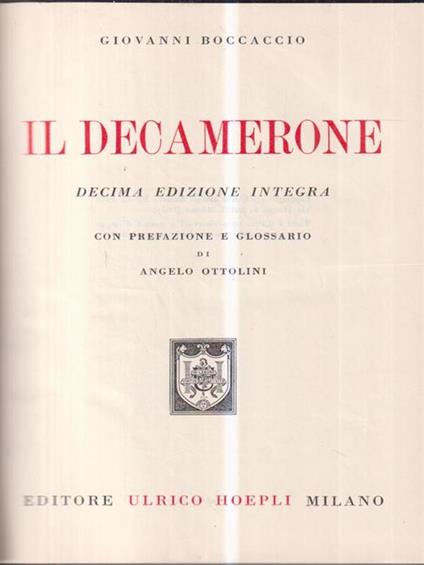 Decamerone - Giovanni Boccaccio - copertina