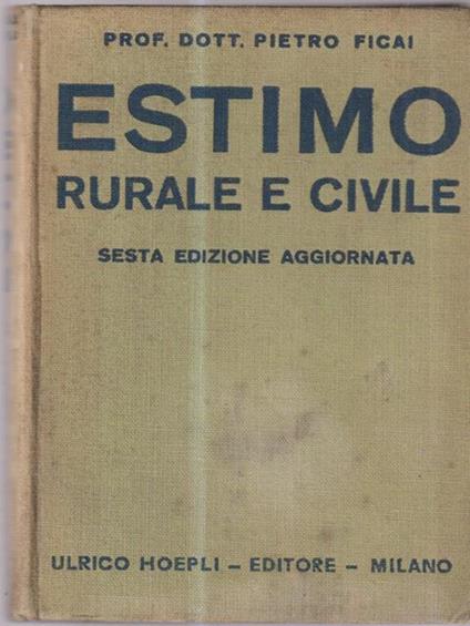 Estimo rurale e civile - Pietro Ficai - copertina