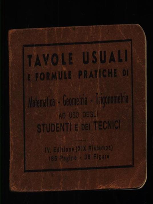 Matematica. Geometria. Trigonometria. Tavole usuali e formule pratiche - copertina
