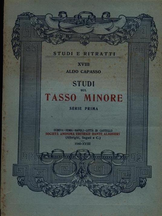 Studi Sul Tasso Minore - Aldo Capasso - copertina