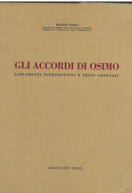 Gli Accordi di Osimo - copertina