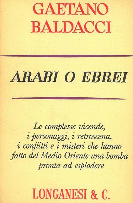 Arabi o Ebrei - Gaetano Baldacci - copertina