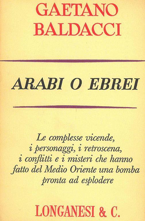 Arabi o Ebrei - Gaetano Baldacci - copertina