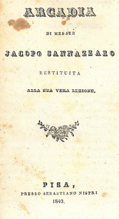 Arcadia - Jacopo Sannazzaro - copertina