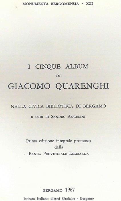 I Cinque album di Giacomo Quarenghi - giacomo Angelini - copertina