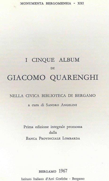 I Cinque album di Giacomo Quarenghi - giacomo Angelini - copertina