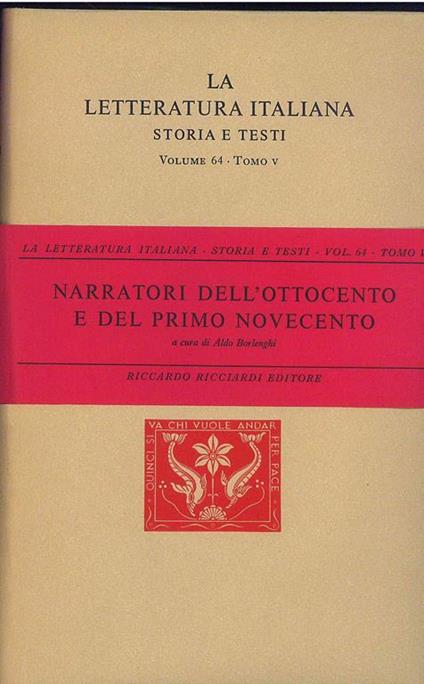 Narratori dell'Ottocento e del primo Novecento. Tomo 5 - Aldo Borlenghi - copertina