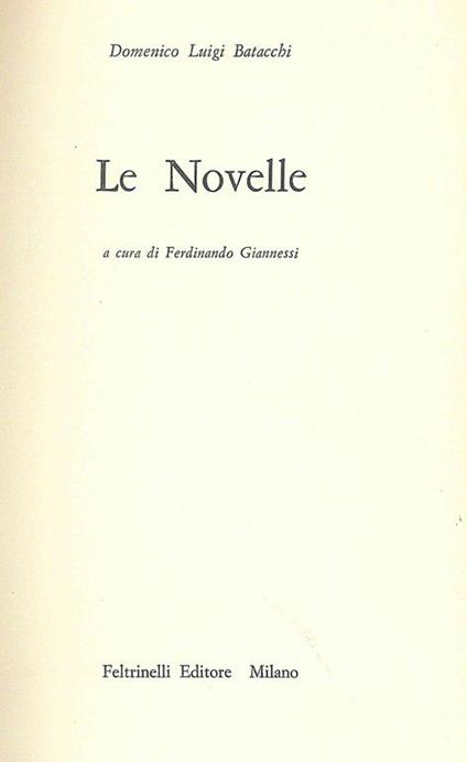 Le Novelle - Domenico Batacchi - copertina
