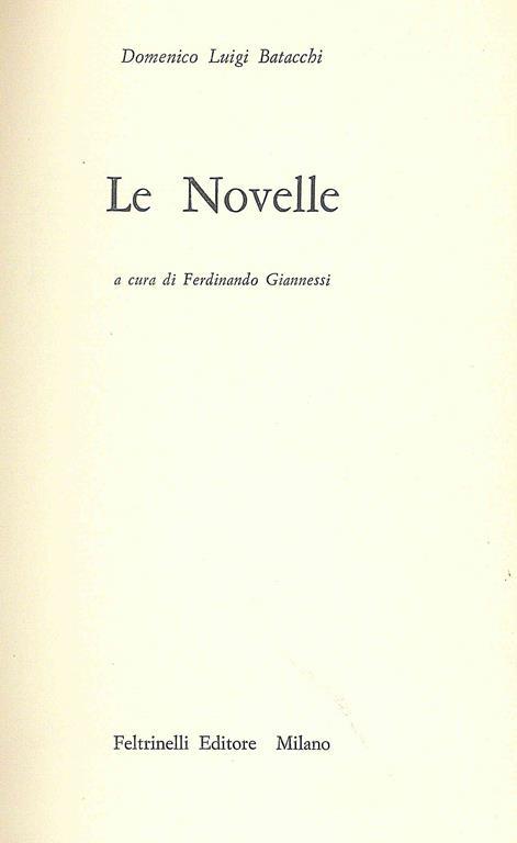 Le Novelle - Domenico Batacchi - copertina