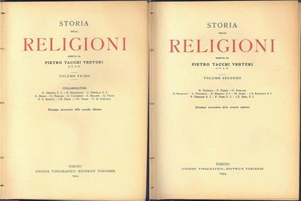 Storia delle religioni 2vv - Pietro Tacchi Venturi - copertina