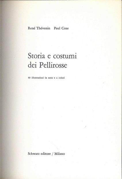 Storia e costumi dei Pellirosse - René Thévenin - copertina