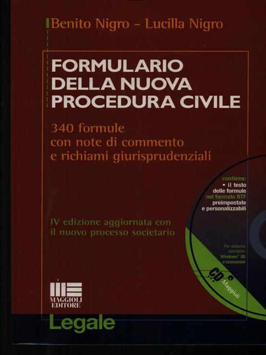 Formulario della nuova procedura civile - Benito e Lucilla Nigro - copertina