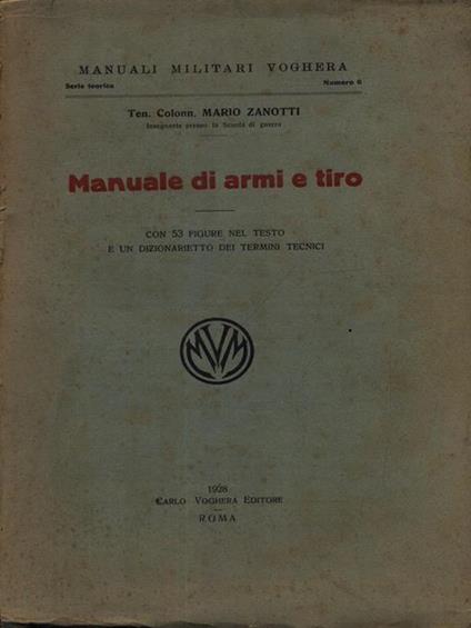 Manuale di armi da tiro - Mario Zanotti - copertina