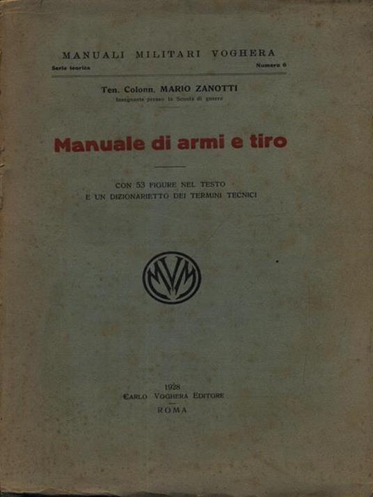 Manuale di armi da tiro - Mario Zanotti - copertina