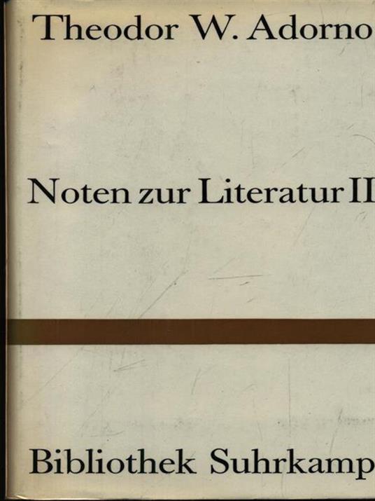Noten zur literatur III - Theodor W. Adorno - copertina