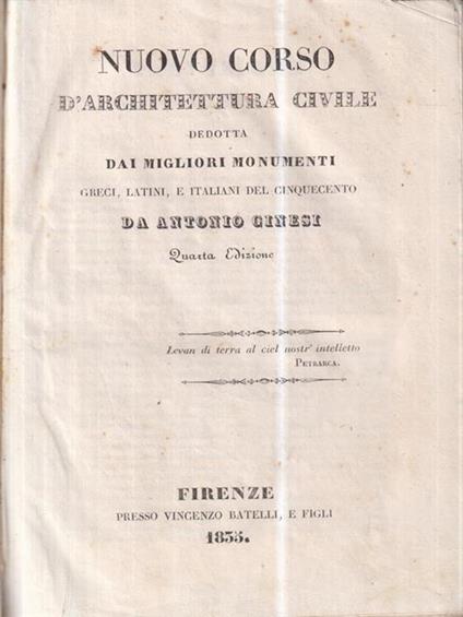 Nuovo corso d'architettura civile - Antonio Ginesi - copertina