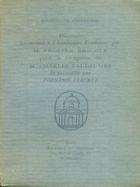 Receptions de Baudelaire - Prospere Bricole - copertina