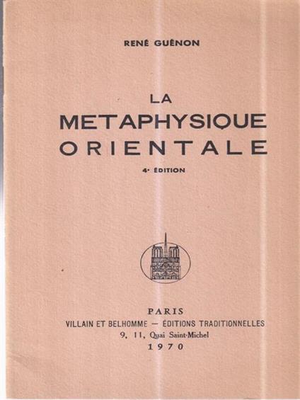 La metaphysique orientale - René Guénon - copertina