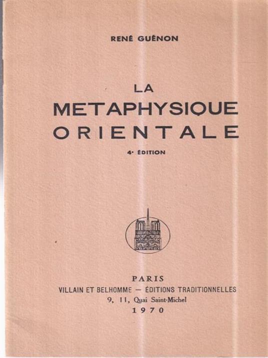 La metaphysique orientale - René Guénon - copertina