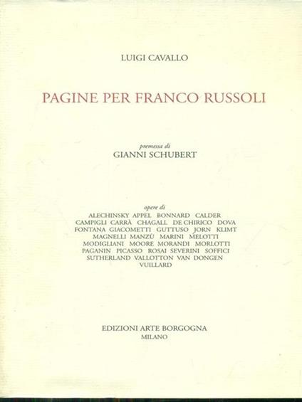 Pagine per Franco Russoli - Luigi Cavallo - copertina