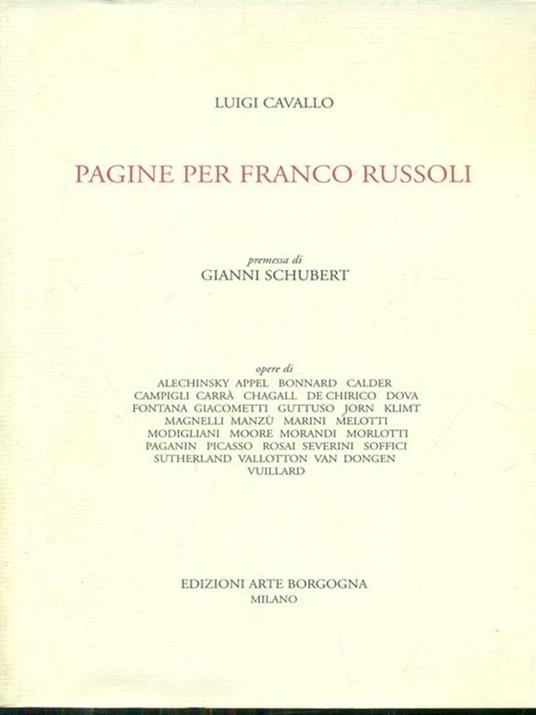 Pagine per Franco Russoli - Luigi Cavallo - copertina