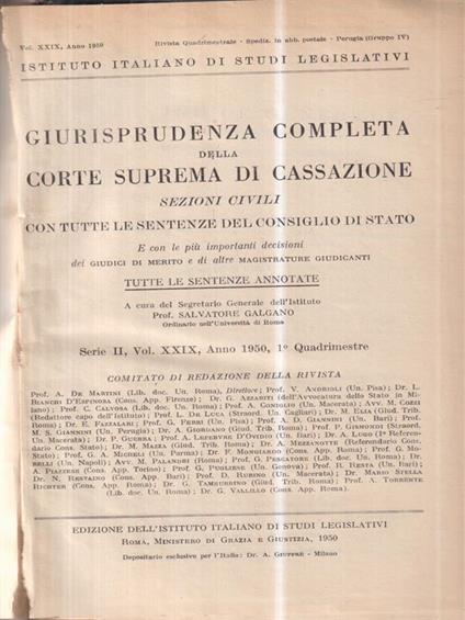 Giurisprudenza completa della corte suprema di cassazione 1950, I quadrimestre - copertina