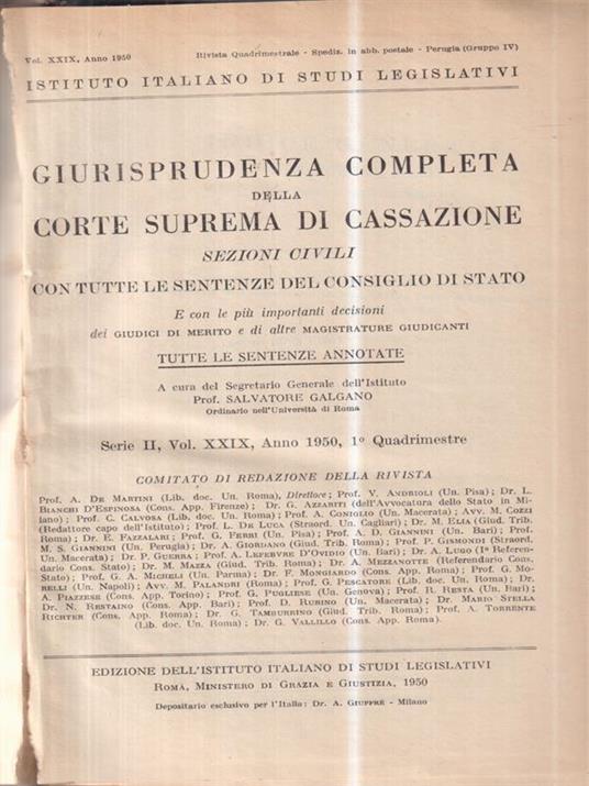 Giurisprudenza completa della corte suprema di cassazione 1950, I quadrimestre - copertina