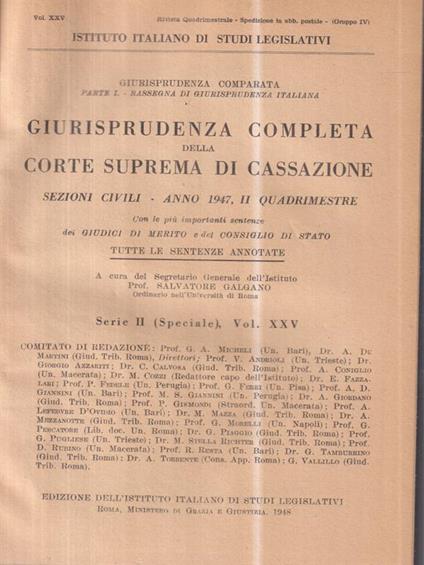 Giurisprudenza completa della corte suprema di cassazione 1947, II quadrimestre - copertina