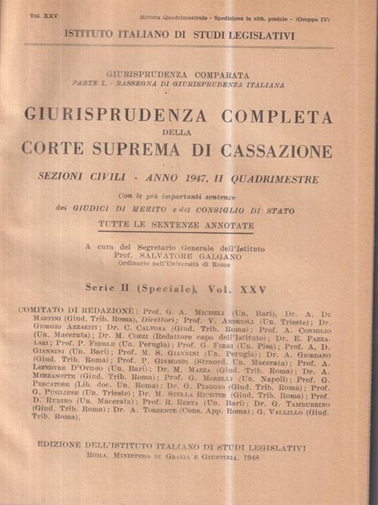 Giurisprudenza completa della corte suprema di cassazione 1947, II quadrimestre - copertina