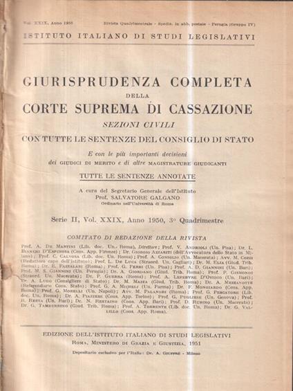 Giurisprudenza completa della corte suprema di cassazione 1950, III quadrimestre - copertina