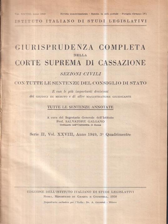 Giurisprudenza completa della corte suprema di cassazione 1949, III quadrimestre - copertina