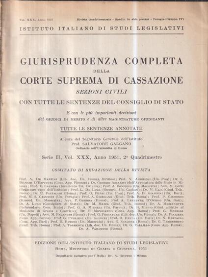 Giurisprudenza completa della corte suprema di cassazione 1951, II quadrimestre - copertina