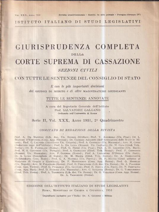 Giurisprudenza completa della corte suprema di cassazione 1951, II quadrimestre - copertina