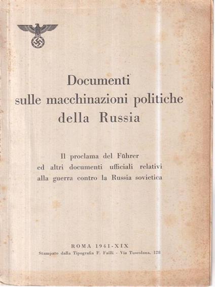 Documenti sulle macchinazioni politiche della Russia -   - copertina