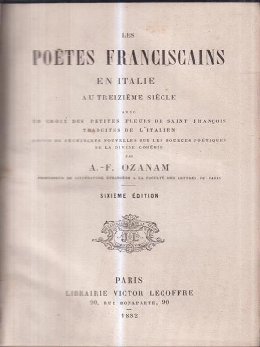 Les poetes franciscais en Italie - A.F. Ozanam - copertina