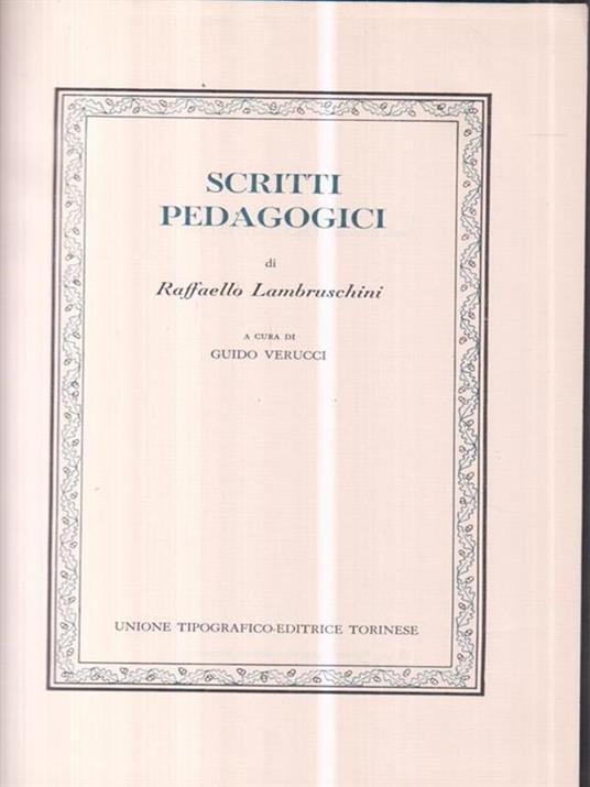 Scritti pedagogici - Raffaello Lambruschini - copertina
