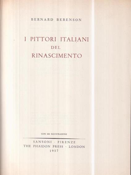 I pittori italiani del rinascimento - Bernard Berenson - copertina