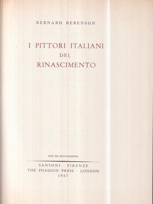 I pittori italiani del rinascimento - Bernard Berenson - copertina