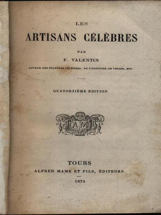 Les artisans celebres - F. Valentin - copertina
