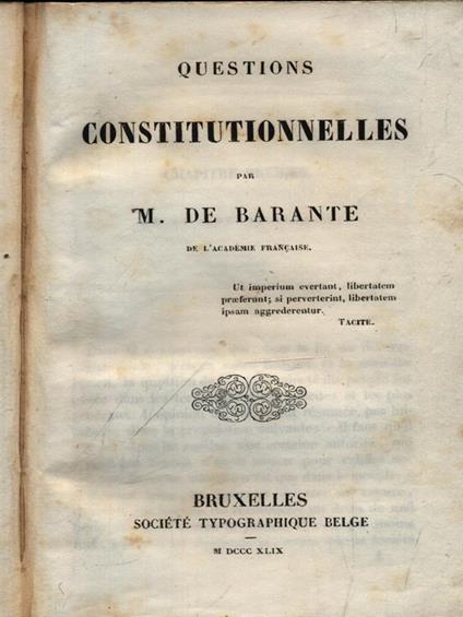 Questions constitutionnelles - De Barante - copertina