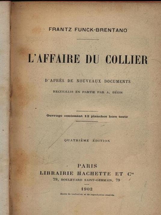 L' affaire du collier - Frantz Funck-Brentano - copertina
