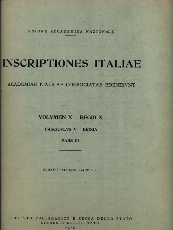 Iscriptiones Italiae vol. X Regio X fasc.V pars III