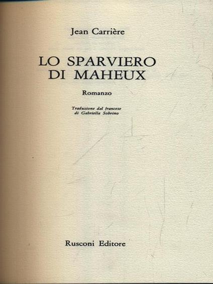 Lo sparviero di Maheux - Jean Carriere - copertina