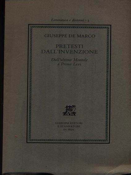 Pretesti dall'invenzione - Giuseppe Di Marco - copertina