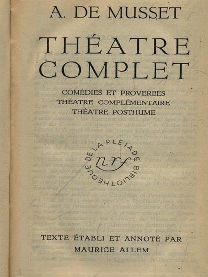 Theatre complet - Alfred de Musset - copertina