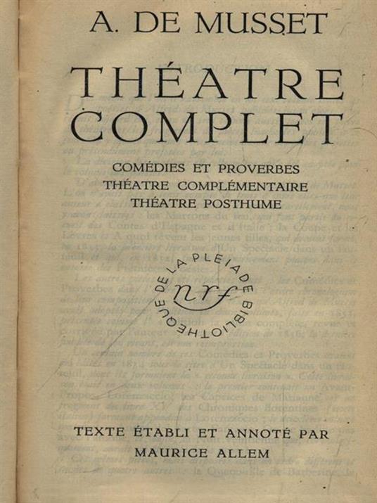 Theatre complet - Alfred de Musset - copertina