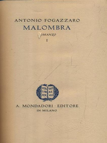 Malombra 2vv - Antonio Fogazzaro - copertina