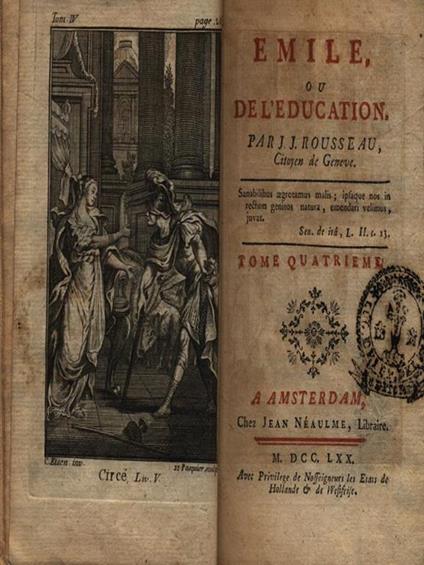 Emile ou de l'education 4vv - Jean-Jacques Rosseau - copertina